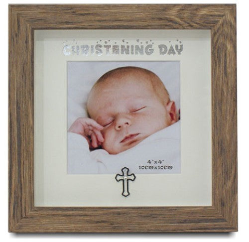 Christening Day Photo Frame - Timber Look