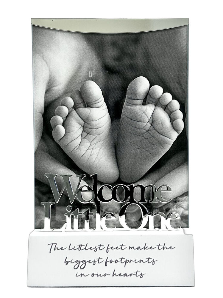 Wood Base Glass Frame - Welcome Little One 6x4inch