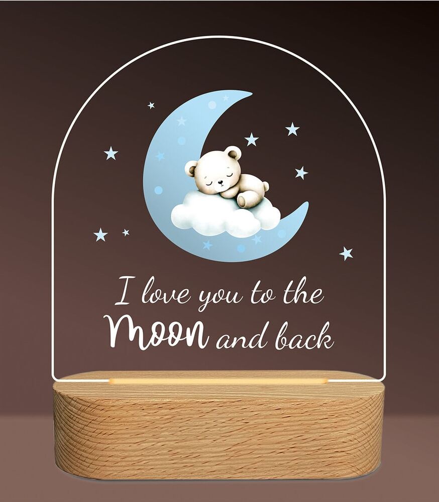 Night Light LED - Moon and Back Blue