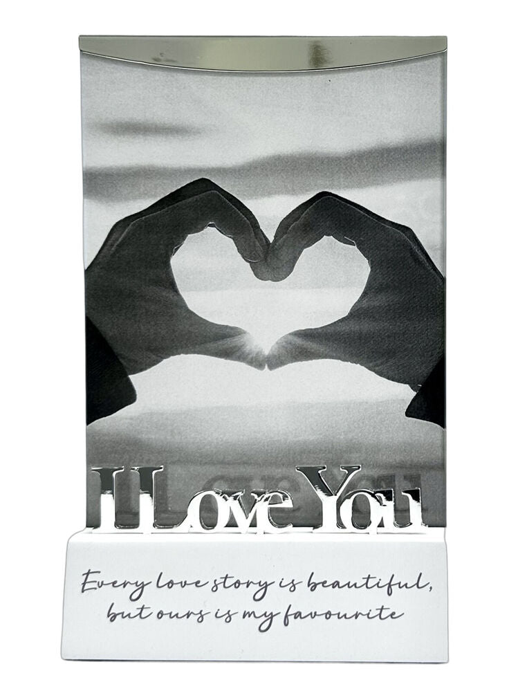 Wood Base Glass Frame - I Love You 6x4inch