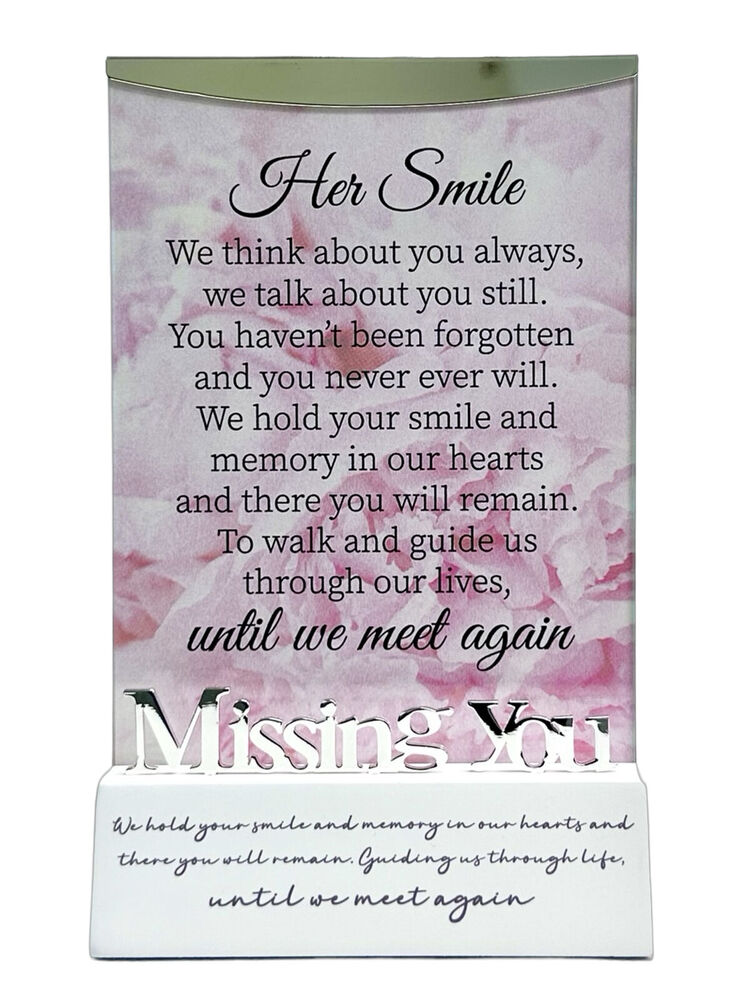 White Wood Base Glass Frame - Missing You (Her Smile) 6x4inch