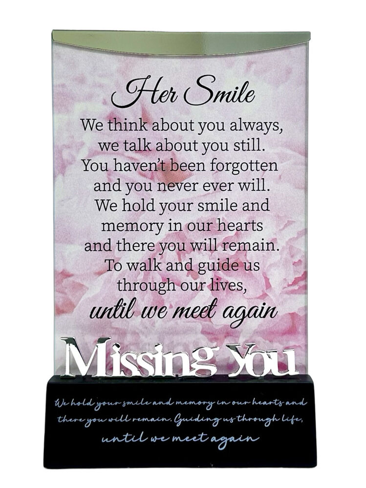 Black Wood Base Glass Frame - Missing You (Her Smile) 6x4inch