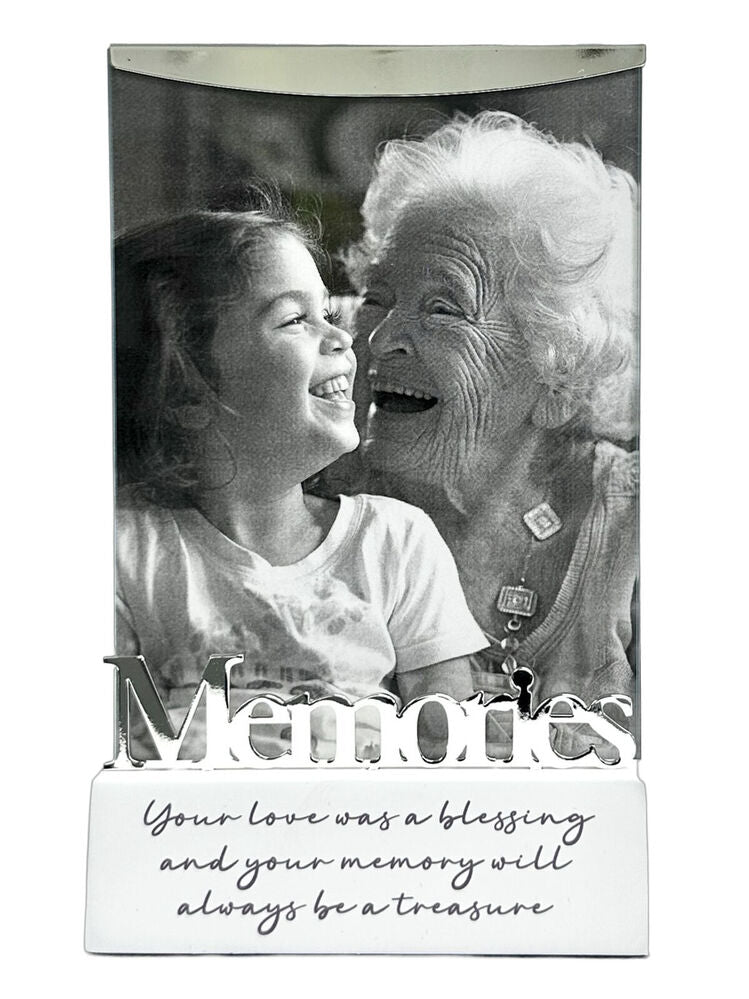 White Wood Base Glass Frame - Memories 6x4inch