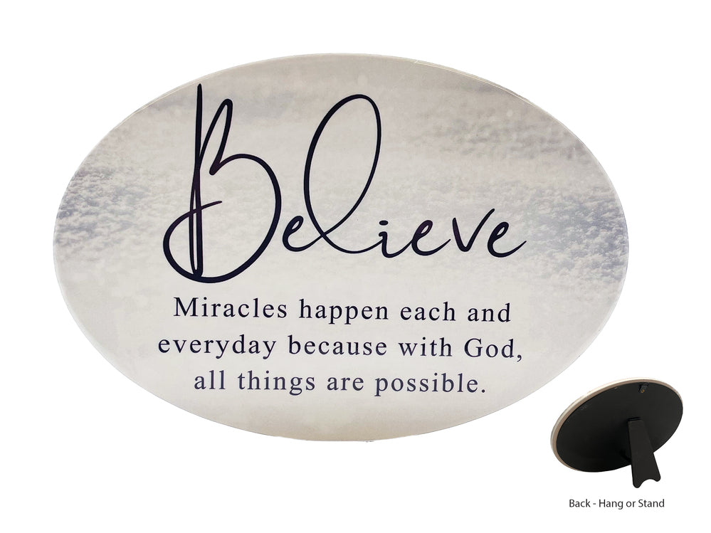 Home Warmer Ceramic Oval Plaque - Believe