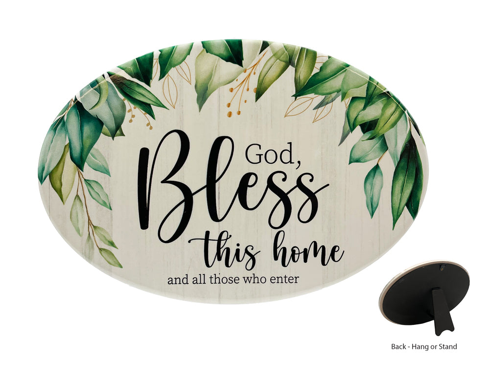 Home Warmer Ceramic Oval Plaque - God Bless This Home