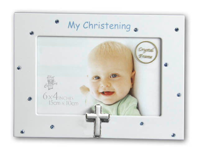 Christening Crystal Photo Frame - Blue