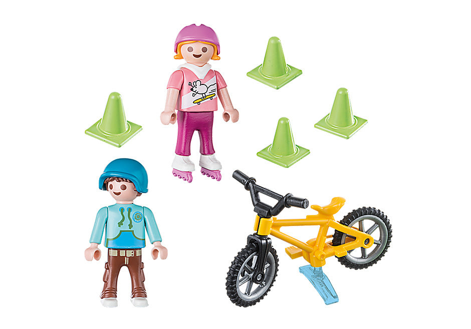 Playmobil Action - Children with Skates and Bike