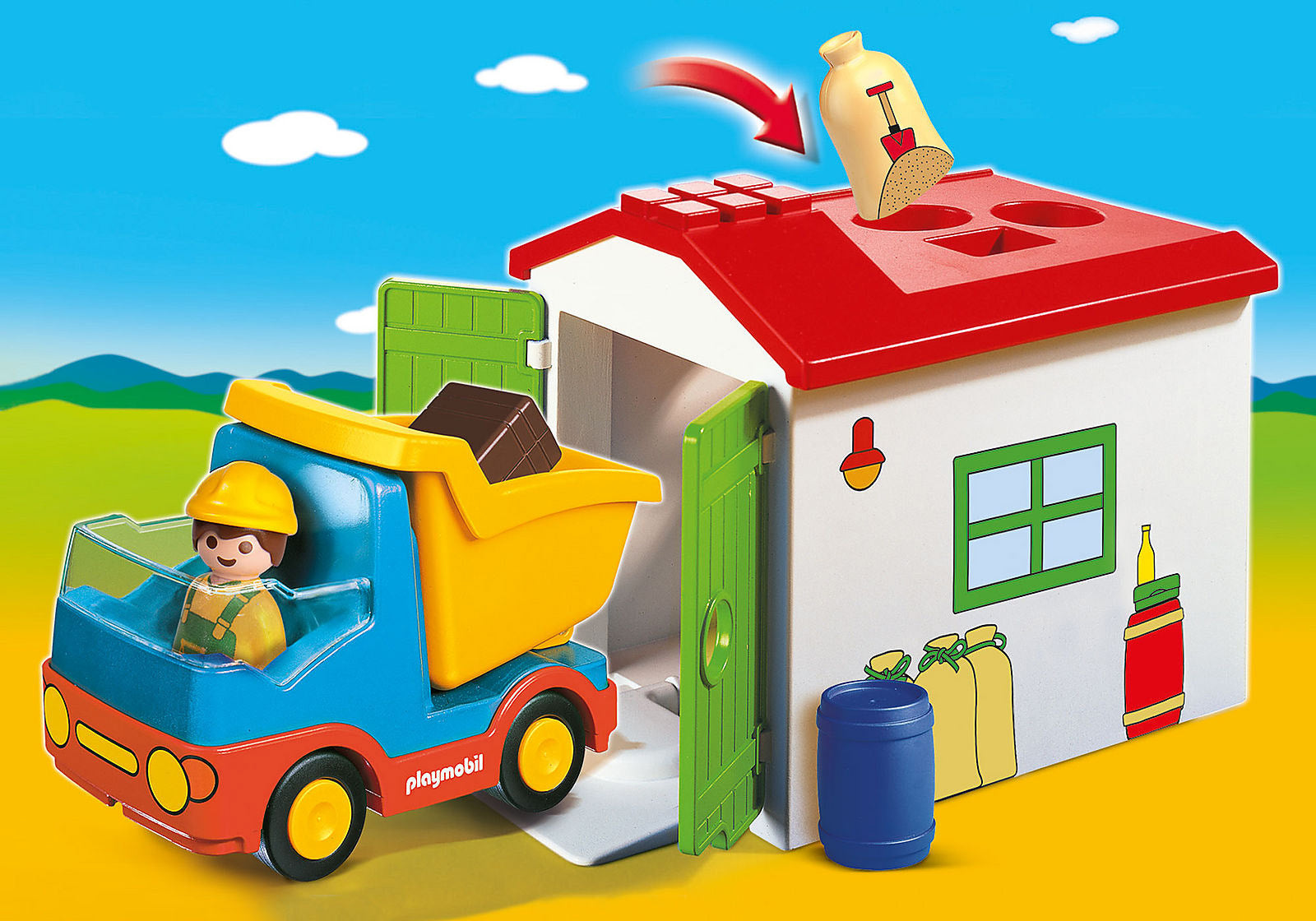 Playmobil 1.2.3 - Garbage Truck with Garage