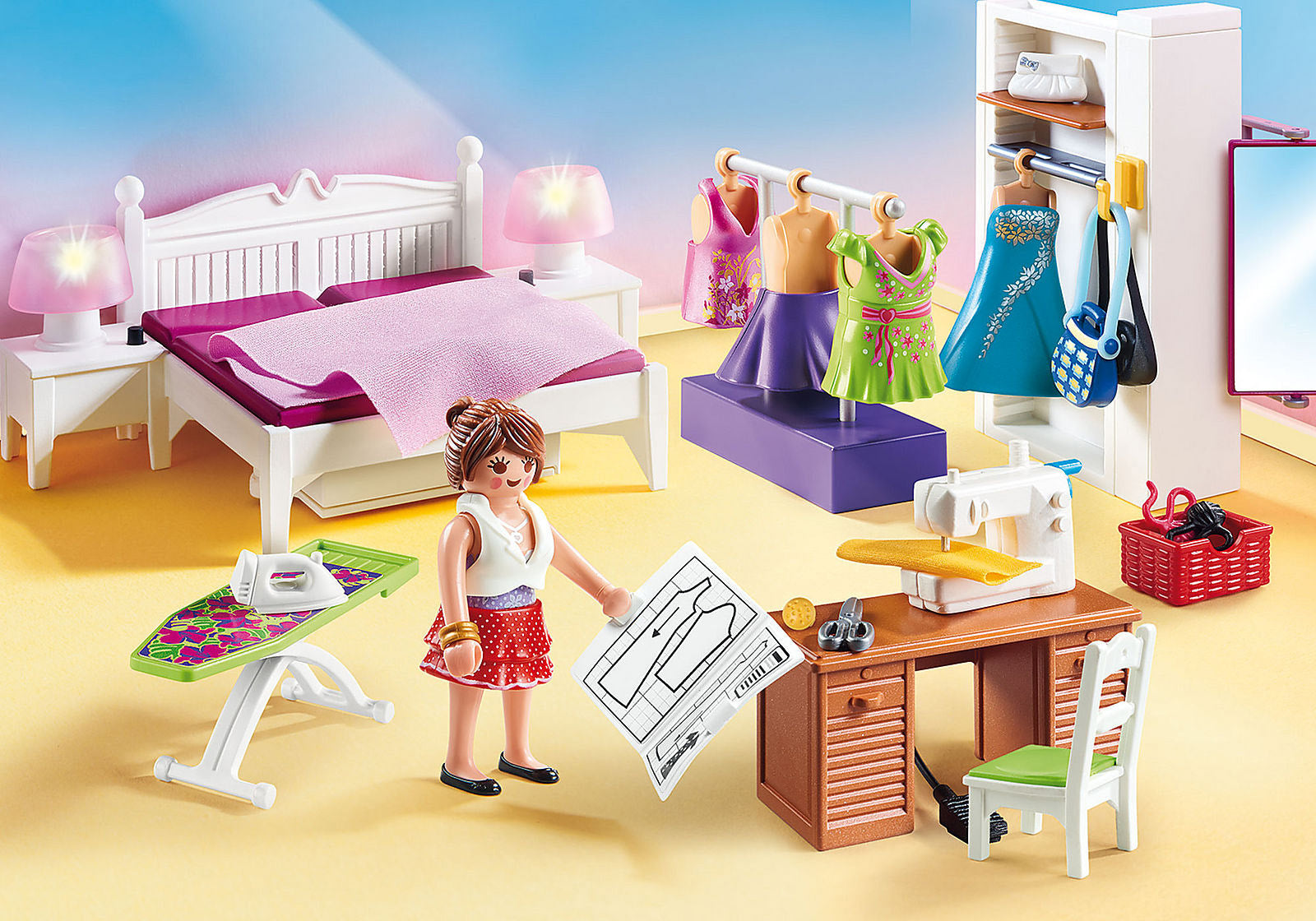 Playmobil Dollhouse - Bedroom with Sewing Corner