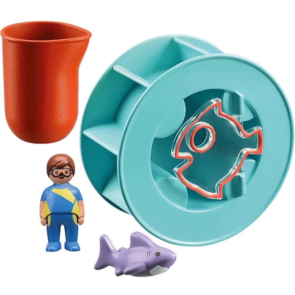 Playmobil 1.2.3 AQUA - Water Wheel with Baby Shark