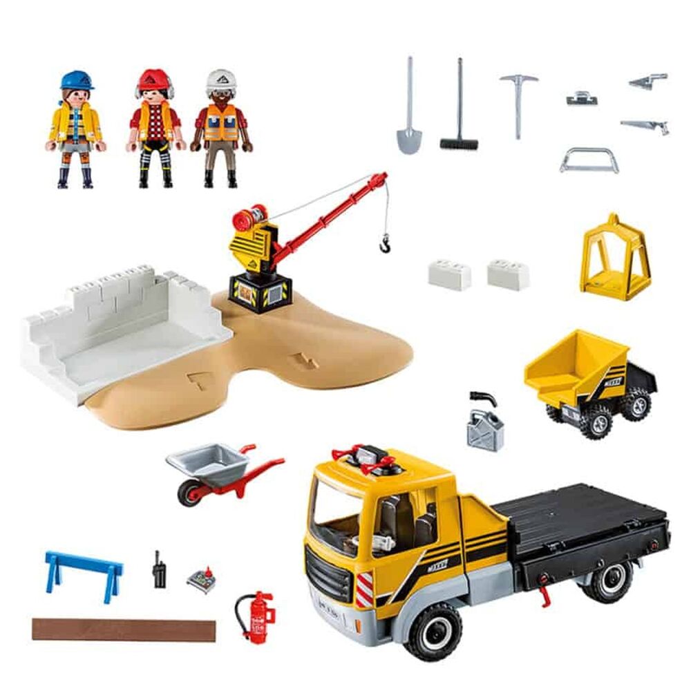 Playmobil City Action - Construction Site with Flatbed Truck