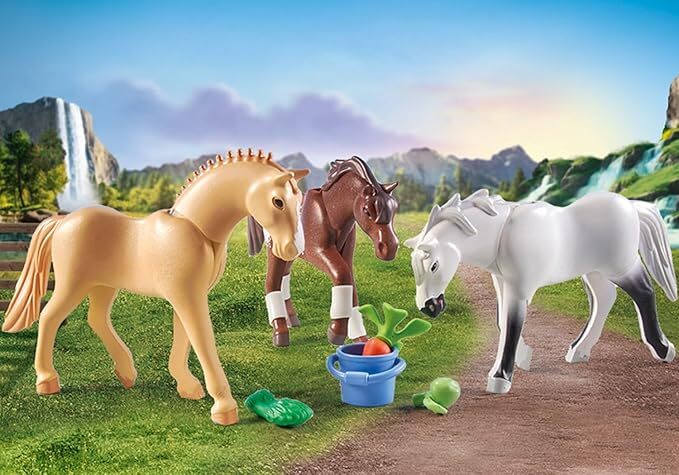 Playmobil Horses of Waterfall - Three Horses with Saddles