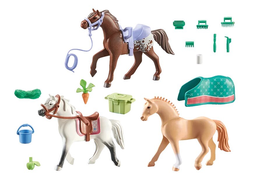 Playmobil Horses of Waterfall - Three Horses with Saddles