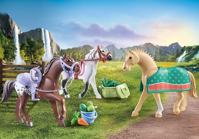 Playmobil Horses of Waterfall - Three Horses with Saddles
