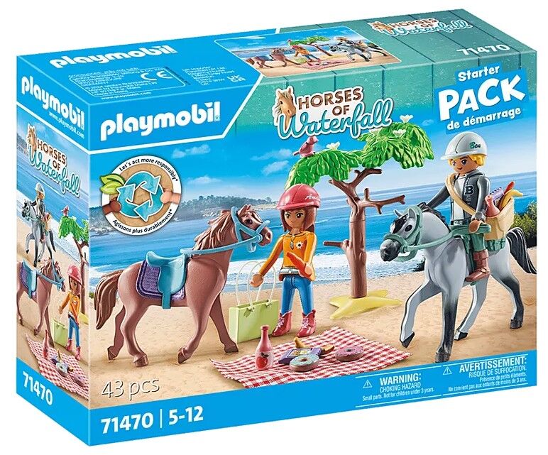 Playmobil Horses of Waterfall - Starter Pack Horseback Riding Trip to the Beach with Amelia and Ben