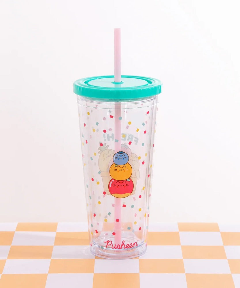 Pusheen Fruits - Beaker & Straw