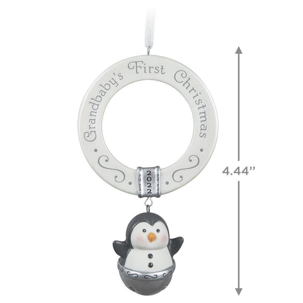 2022 Hallmark Keepsake Ornament - Grandbaby's First Christmas Penguin Bell Porcelain