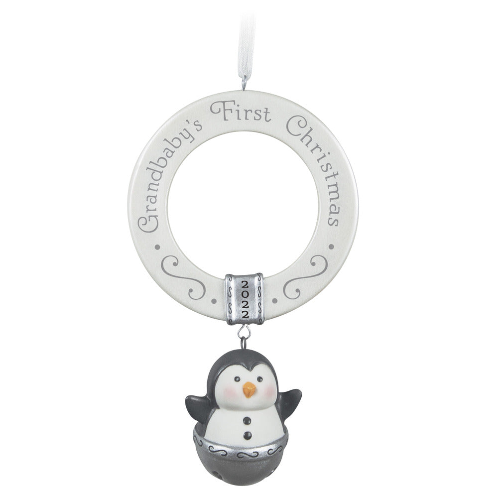 2022 Hallmark Keepsake Ornament - Grandbaby's First Christmas Penguin Bell Porcelain