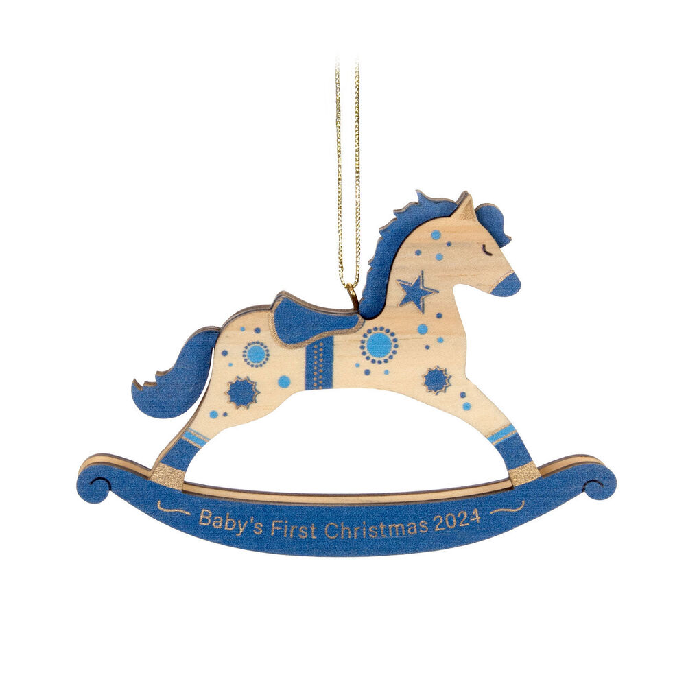 2024 Hallmark Keepsake Ornament - Baby Boy's First Christmas Rocking Horse Wood