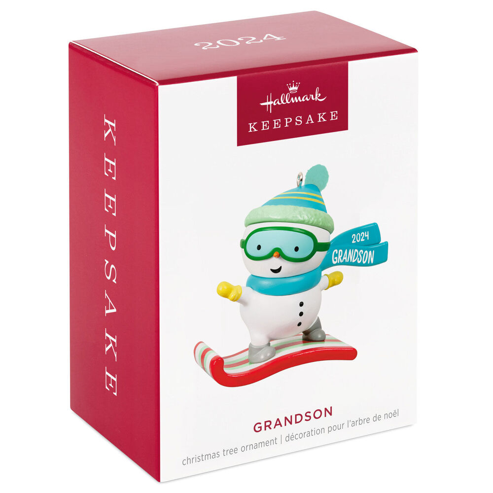 2024 Hallmark Keepsake Ornament - Grandson Snowboarding Snowman