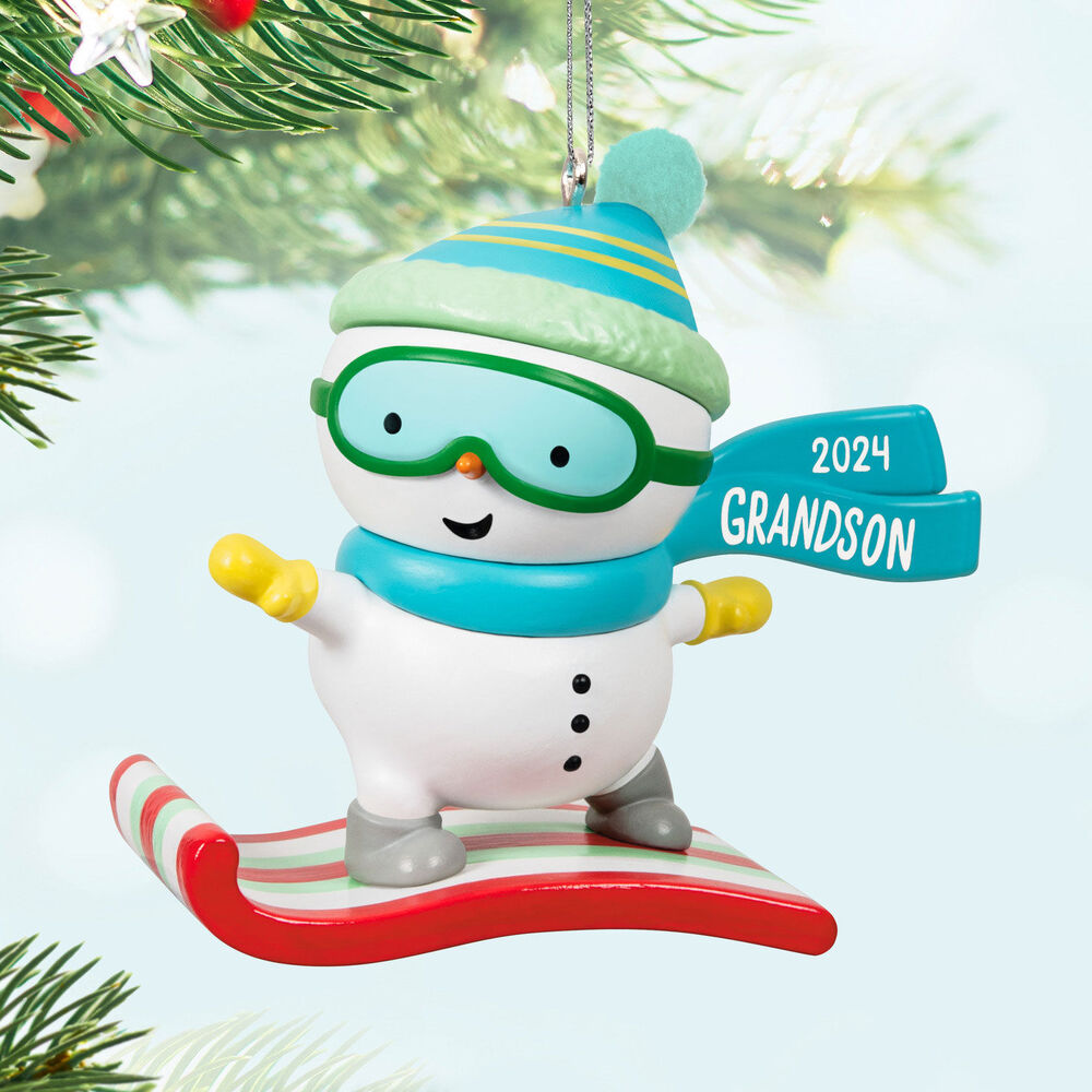 2024 Hallmark Keepsake Ornament - Grandson Snowboarding Snowman