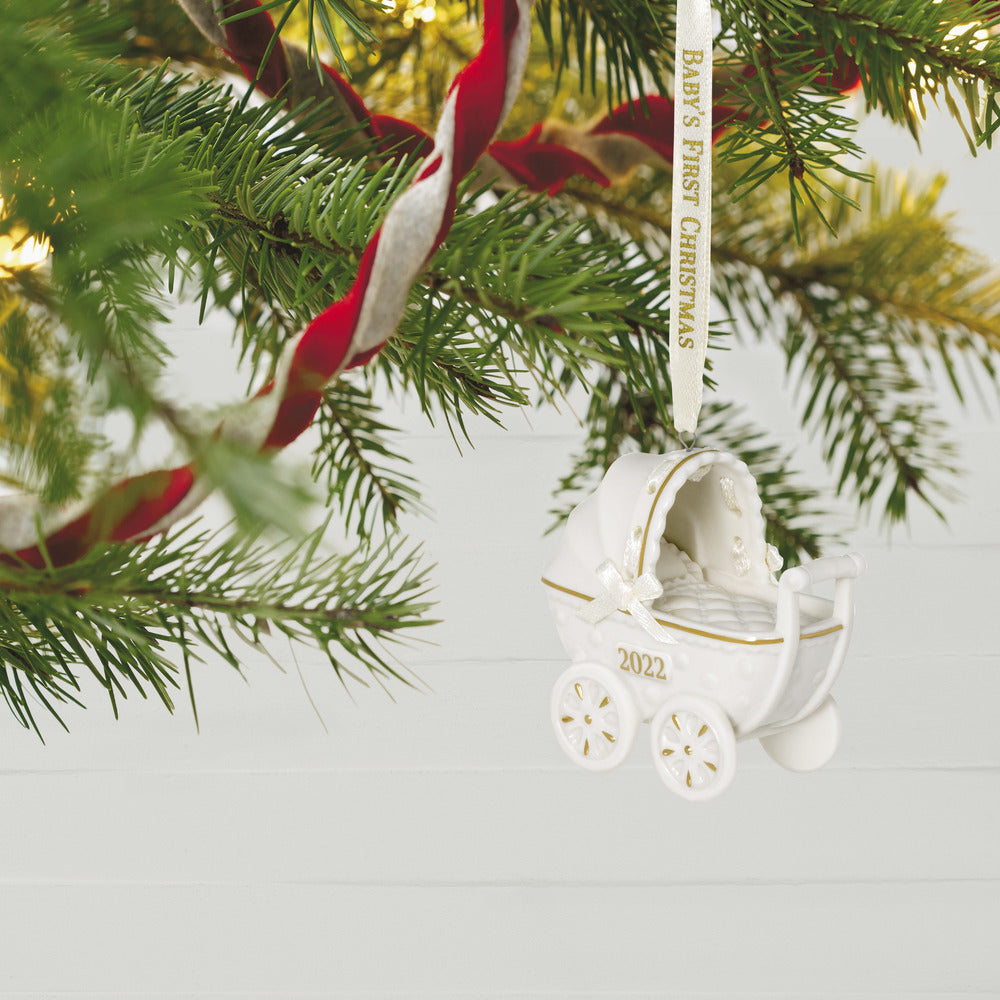 2022 Hallmark Keepsake Ornament - Baby's First Christmas Pram Porcelain
