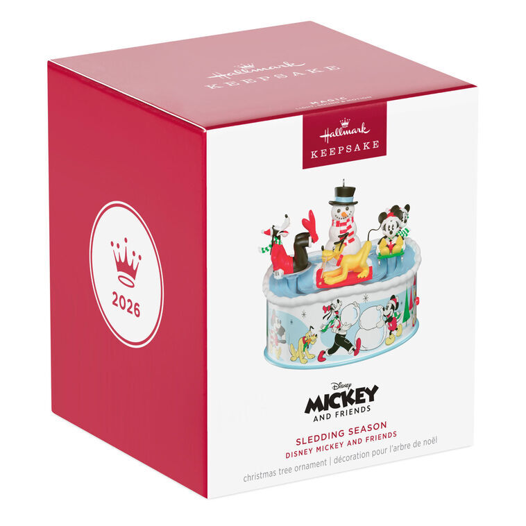 2026 Hallmark Keepsake Ornament - Disney Mickey & Friends Sledding Season Musical with Light and Motion