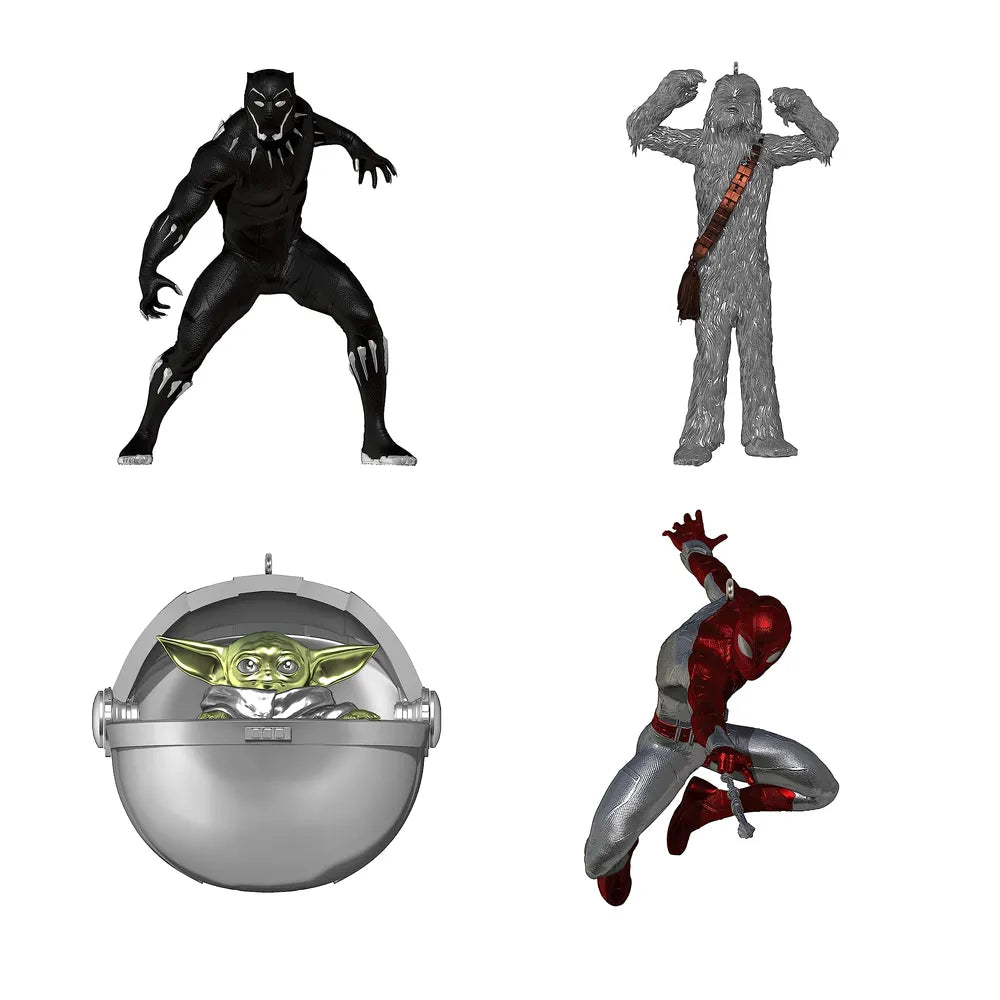 2023 Hallmark Keepsake Ornament - Disney D100 Star Wars and Marvel Heroes Set of 4