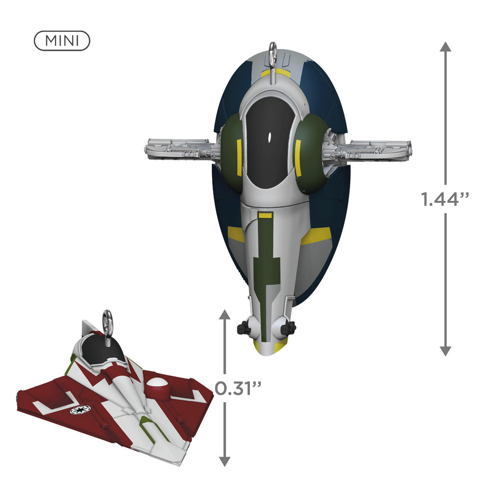 2022 Hallmark Keepsake Ornament - Star Wars: Attack of the Clones Jango Fett and Obi-Wan Kenobi's Starfighter Mini Set of 2