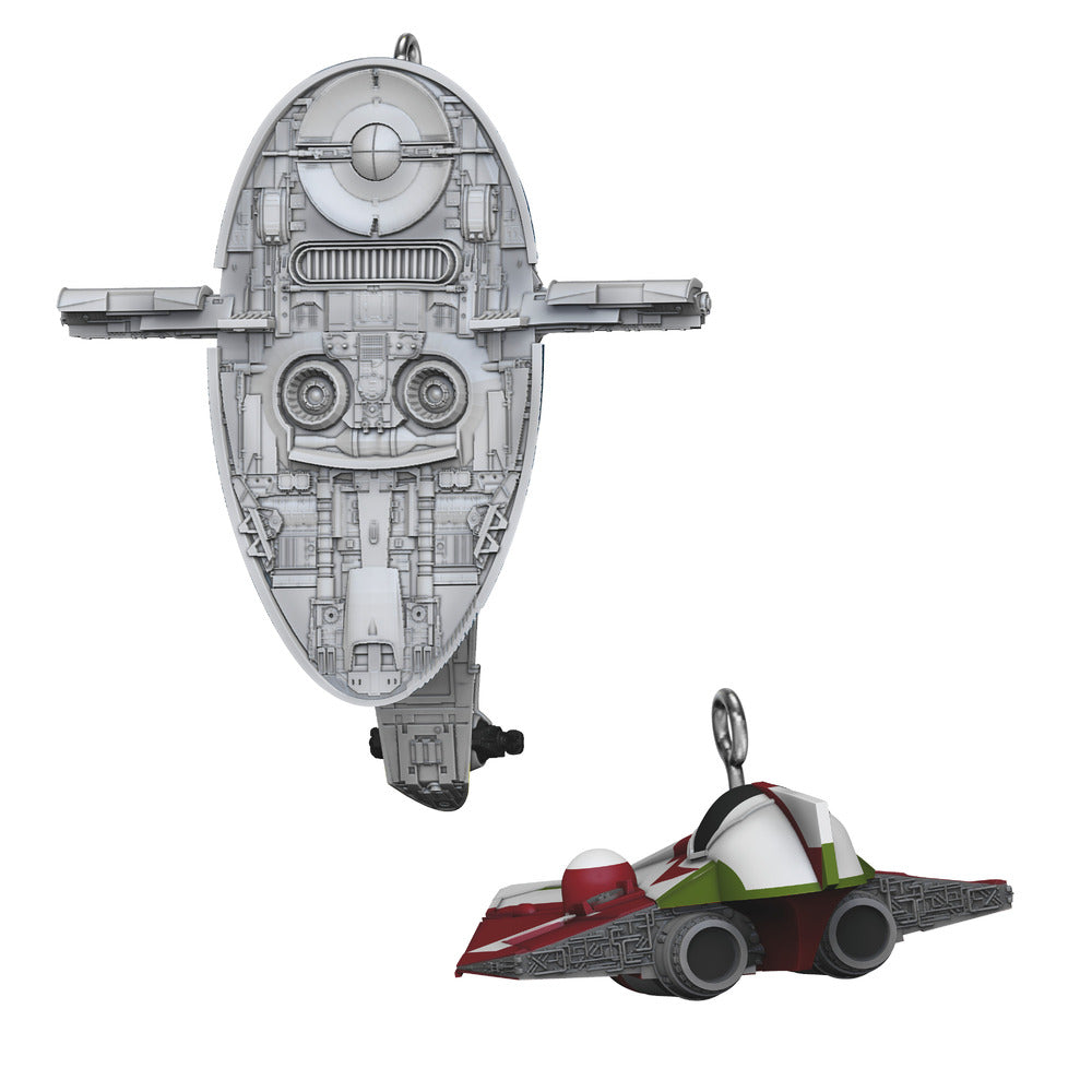 2022 Hallmark Keepsake Ornament - Star Wars: Attack of the Clones Jango Fett and Obi-Wan Kenobi's Starfighter Mini Set of 2