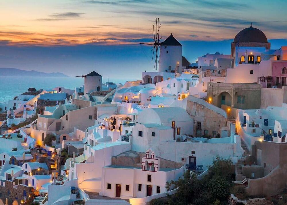 Ravensburger Puzzle 1000pc - Evening in Santorini Cinque Terre