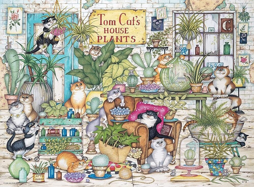 Ravensburger Puzzle 500pc - Crazy Cats Tom Cat's House Plants