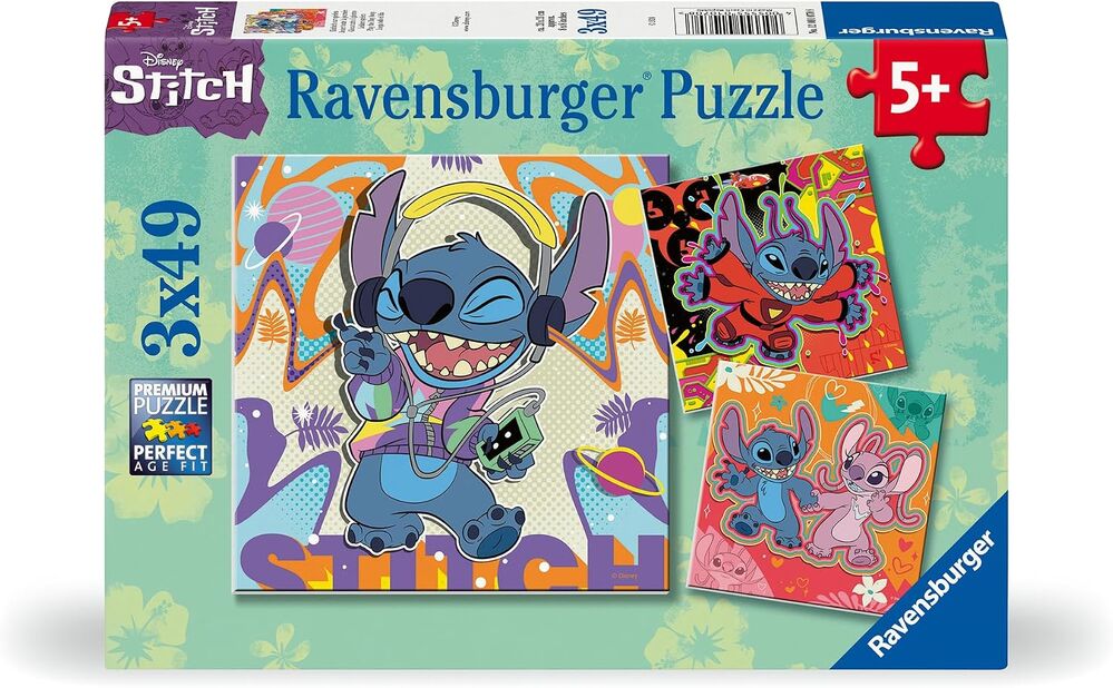 Ravensburger Puzzle 3x49pc - Disney Stitch Play the Day Away