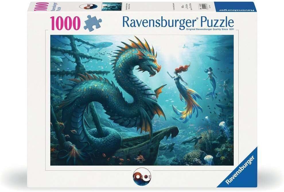 Ravensburger Puzzle 1000pc - Enchanted Depths Dragon, Mermaid and Turtles