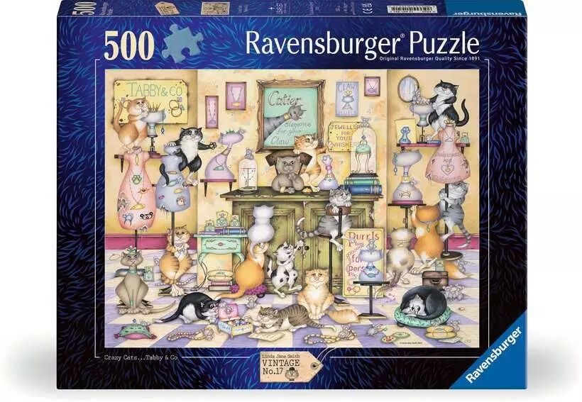 Ravensburger Puzzle 500pc - Crazy Cats Tabby & Co.