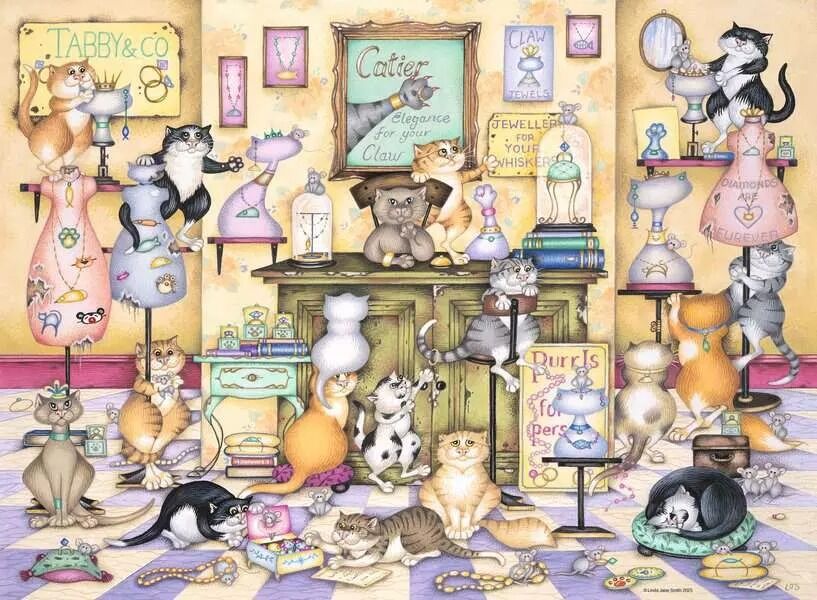 Ravensburger Puzzle 500pc - Crazy Cats Tabby & Co.