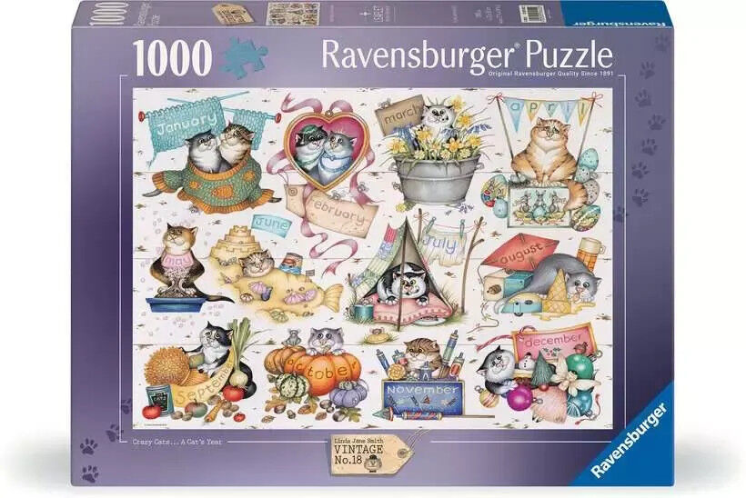 Ravensburger Puzzle 1000pc - Crazy Cats Calendar