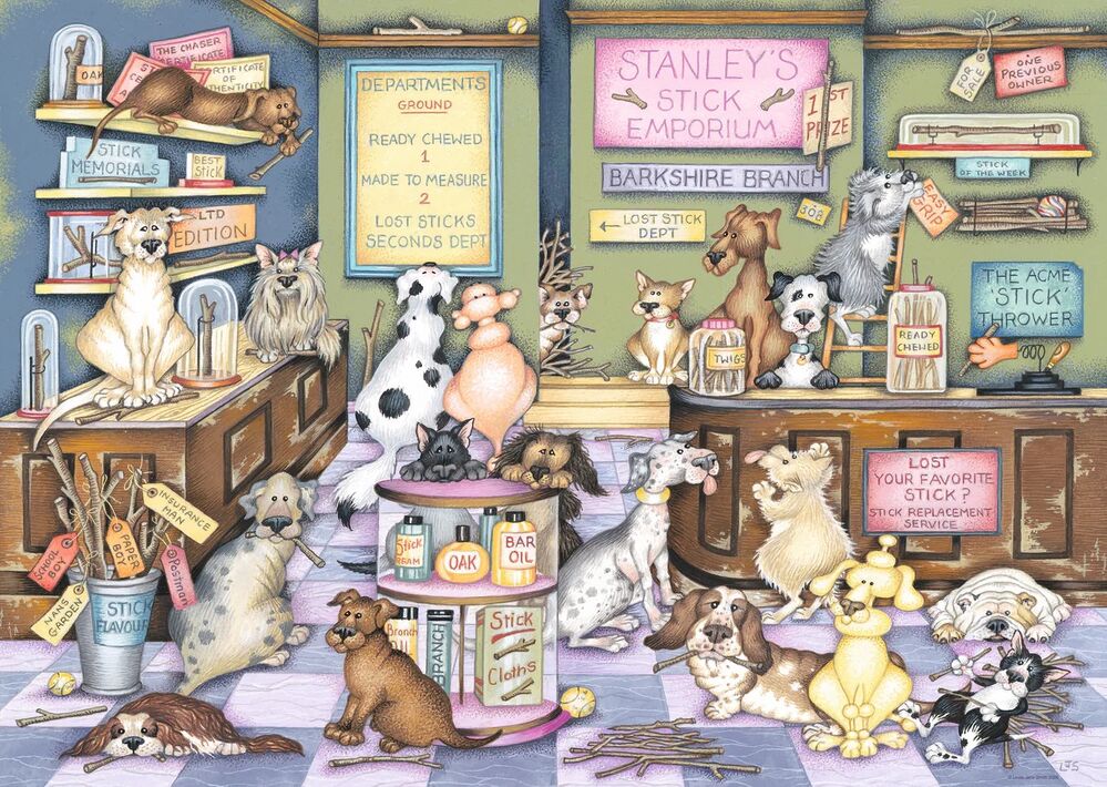 Ravensburger Puzzle 1000pc - Dapper Dogs No. 2: Stanley Stick 'Em