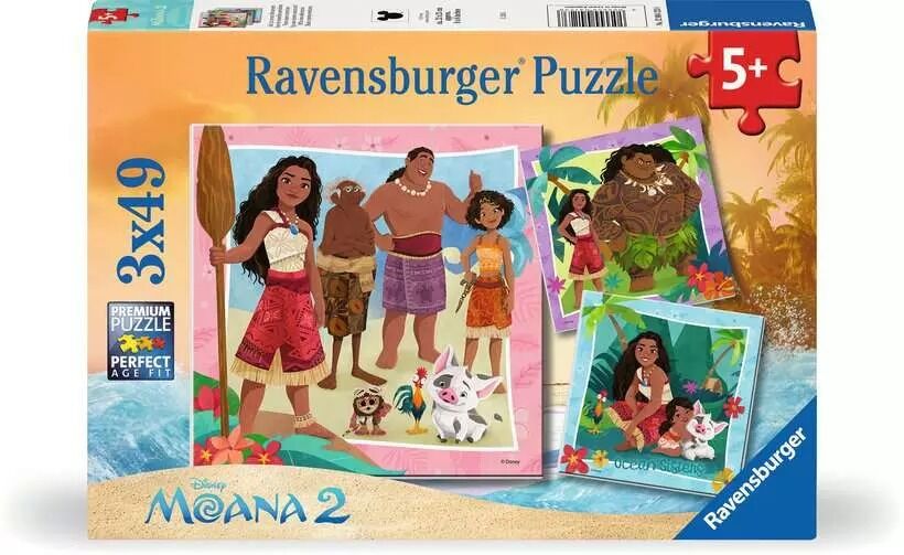 Ravensburger Puzzle 3x49pc - Disney Moana 2 On to New Adventures