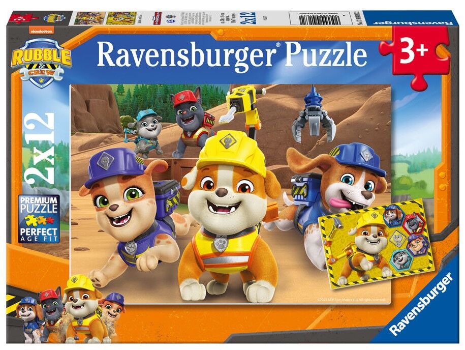 Ravensburger Puzzle 2x12pc - Paw Patrol Rubble & Crew
