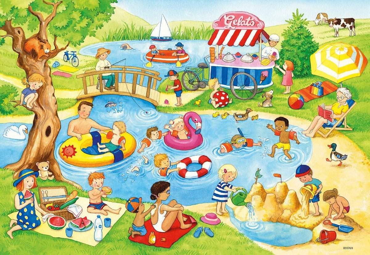 Ravensburger Puzzle 2 x 24pc - Swimming at the Lake
