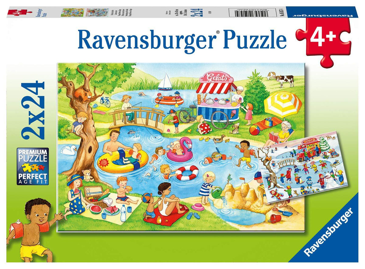 Ravensburger Puzzle 2 x 24pc - Swimming at the Lake