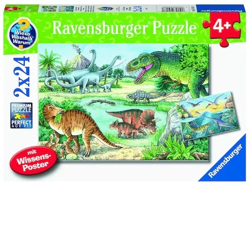 Ravensburger Puzzle 2 x 24pc - Dinosaurs of Land and Sea
