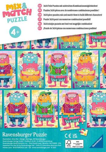 Ravensburger Puzzle 3 x 24pc - Mix-up Monsters!