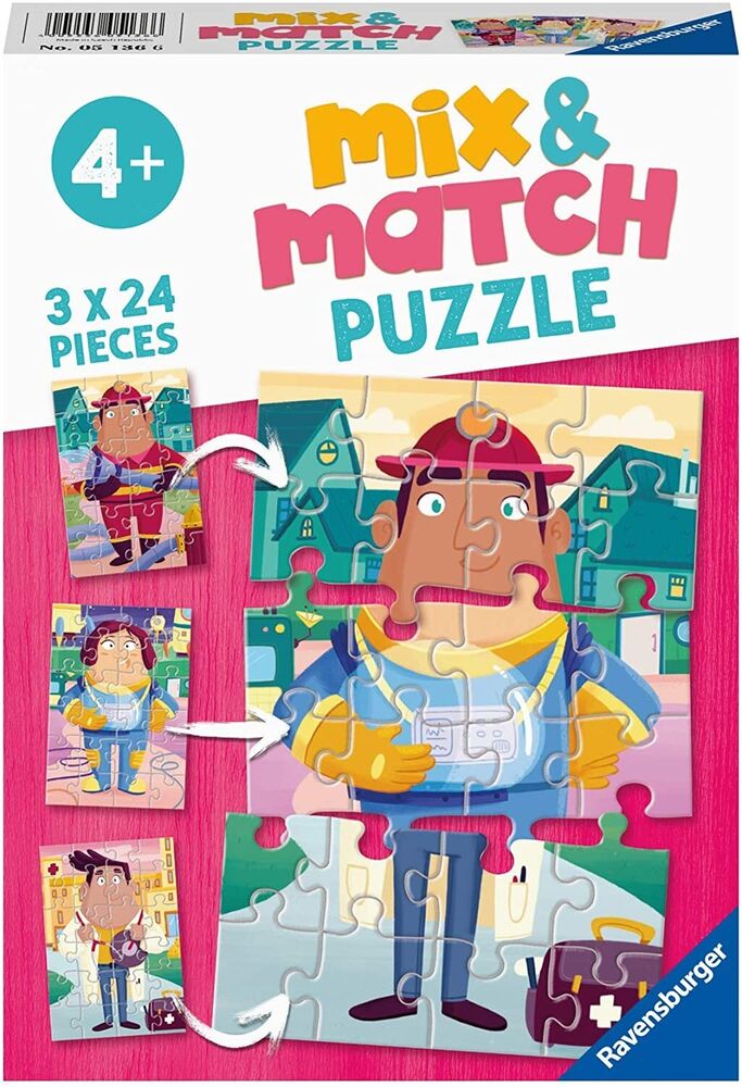 Ravensburger Puzzle 3 x 24pc - Job Swap Mix & Match