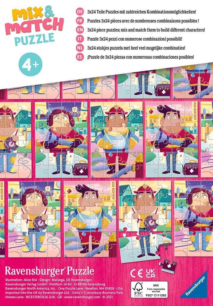 Ravensburger Puzzle 3 x 24pc - Job Swap Mix & Match