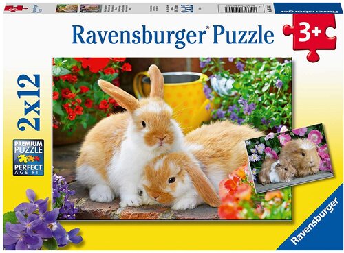 Ravensburger Puzzle 2 x 12pc - Guinea Pigs & Bunnies