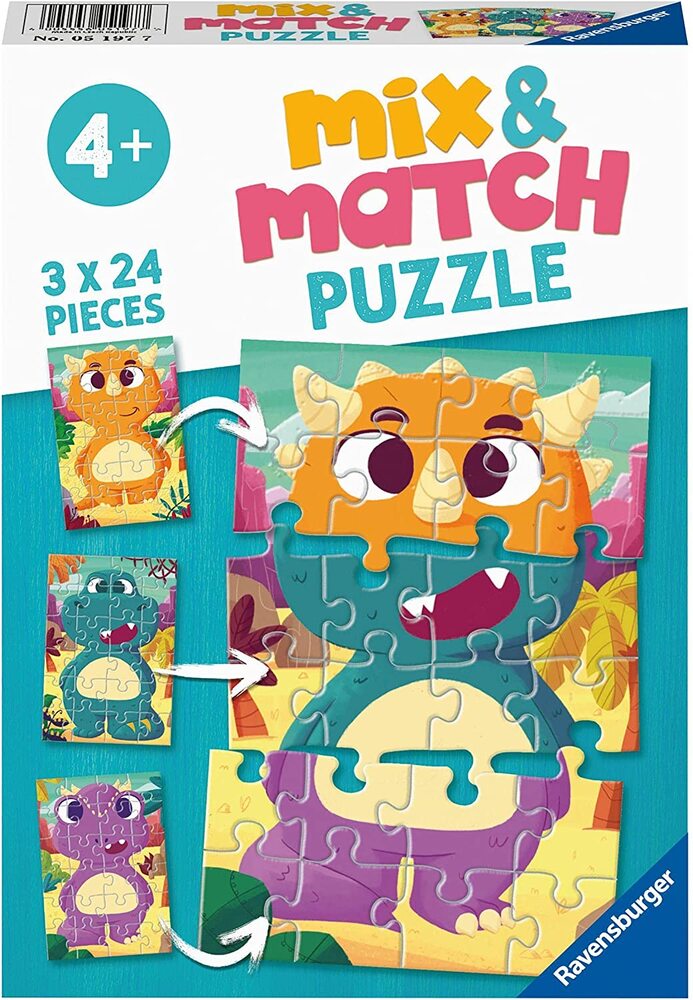 Ravensburger Puzzle 3 x 24pc - Cute Dinos Mix & Match