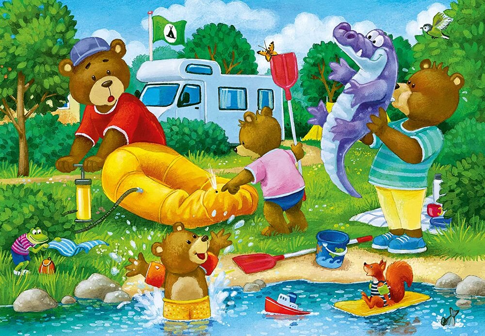 Ravensburger Puzzle 2 x 24pc - Bear Family Camping Trip
