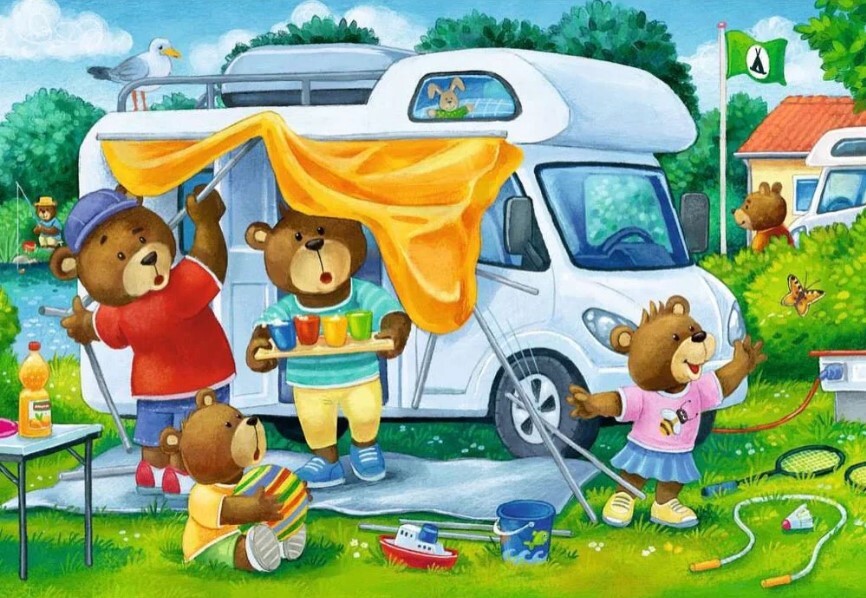 Ravensburger Puzzle 2 x 24pc - Bear Family Camping Trip
